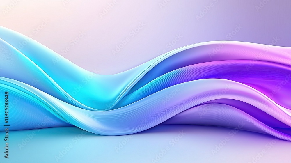 Poster a smooth, flowing design with gradients of blue and purple, creating a serene and modern abstract vi