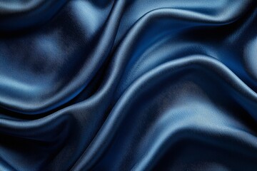 Fototapeta premium Luxurious Dark Blue Satin Fabric with Folds
