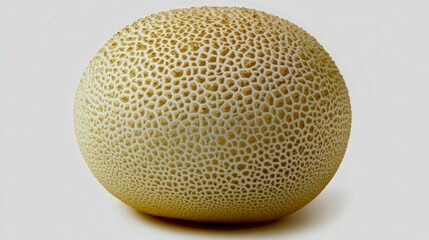 Detailed view of a single giant puffball mushroom, smooth and round against white