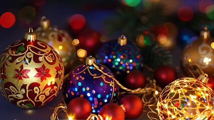 colorful christmas balls with lights