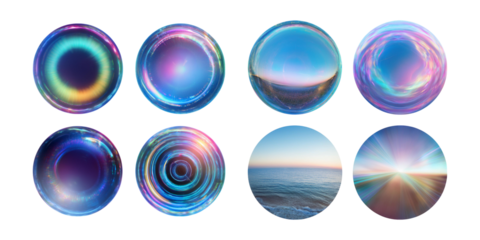 Colorful Circular Backgrounds with Unique Patterns, set collection, mega bundle, isolated on transparent background