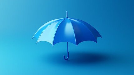 Blue umbrella on a minimalist gradient background symbolizing protection and simplicity. Property insurance