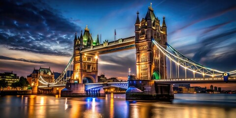 Obraz premium A breathtaking night view of Tower Bridge and the Thames River, perfect as a wallpaper.