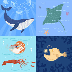 Obraz premium Set of different sea animals
