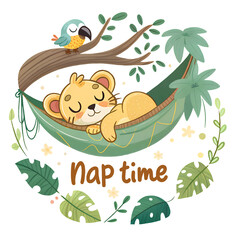 Obraz premium a kawaii sticker design featuring a sleepy lion