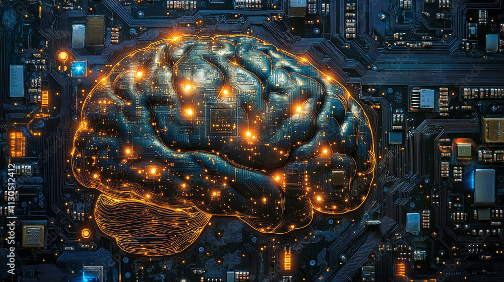Poster ai generated visualization of a glowing brain technology hub digital art futuristic environment aeri