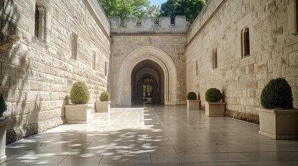 Fototapeta premium A museum entry to old castle but made of limestone.