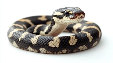 Fototapeta premium A snake slithering, flat vector style, black and white lines, isolated on a white background