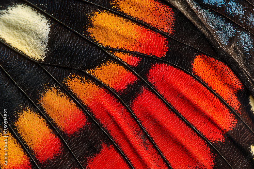 Aufkleber intricate patterns displayed on the close-up view of a butterfly wing capturing vibrant colors and u