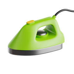 3d icon of Steam Iron. 3d illustration of Housekeeping or Household with green theme color. High quality rendering
