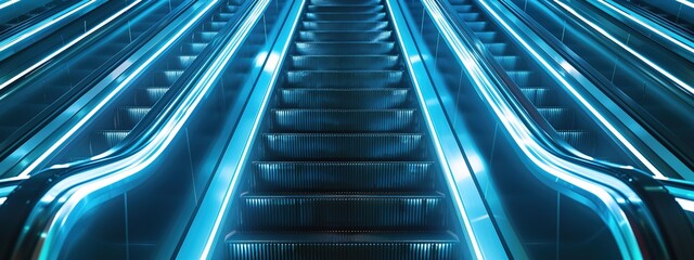 Obraz premium A macro photography shot of a steel escalator, 