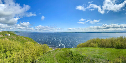 Beautiful view of the high bank of the Volga in in Tetyushi, Tatarstan, Russia
