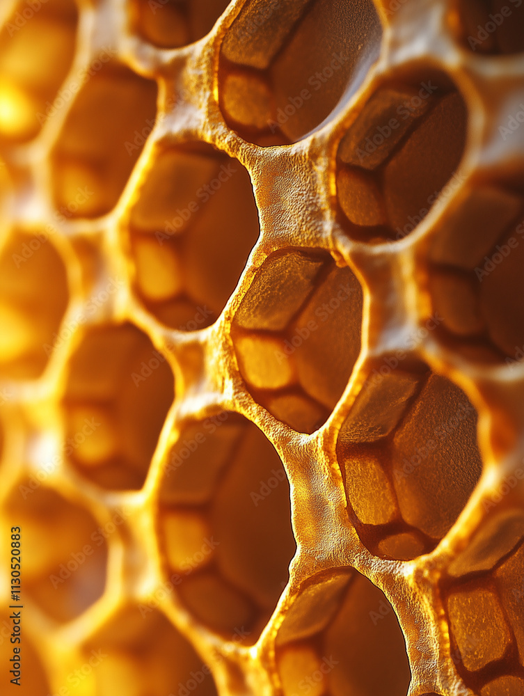 Aufkleber detailed view of a honeycomb structure illuminated by soft light showcasing the intricate patterns a