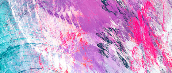 Abstract smears bright pink, purple, magenta color. Dynamic artistic background. Modern painting texture. Colorful pattern. Fractal artwork for creative graphic design