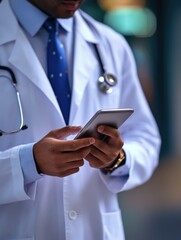 Medical Professional Engaging with Smartphone