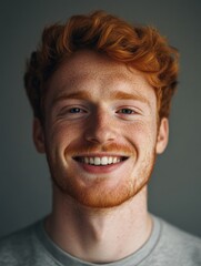 Fototapeta premium Happy Young Man with Red Hair and Freckles
