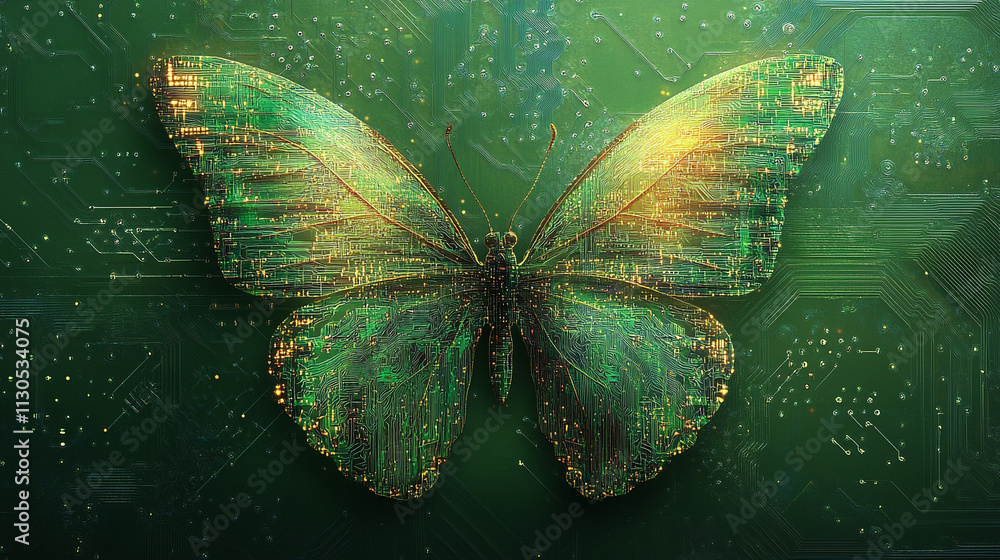 Poster ai generated digital butterfly symbolizing transformation in tech nature enhanced sr environment for