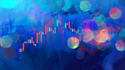 Digital background featuring stock market charts and graphs on a blue