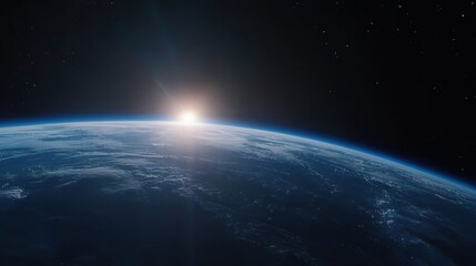 Obraz premium Sunrise over Earth from space perspective
