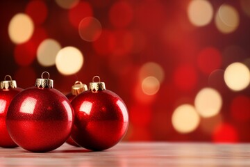 Obraz premium Christmas Red Decorative Background, Christmas Red Banner, Christmas Decoration Background, Christmas Banner, Christmas banner with blank space for text