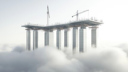 Construction in the Clouds: A Surreal Skyscraper Under Construction