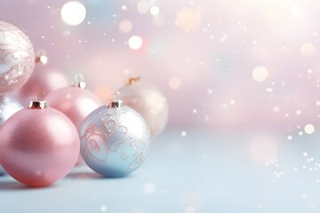 Christmas Ornaments Background, Decorative Holiday Wallpaper, Holiday Banner Background, Festive Banner, New Year and Christmas Background