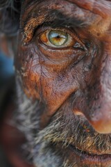 Naklejka premium Resilience in Hardship: Close-Up Portrait of Hope and Perseverance Amidst Adversity