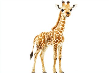 Obraz premium Adorable Baby Giraffe Watercolor Painting. AI generated illustration