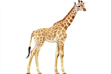 Naklejka premium Adorable Baby Giraffe Watercolor Painting. AI generated illustration