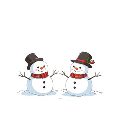 Obraz premium cute snowman with a scarf, hat isolated on transparent background