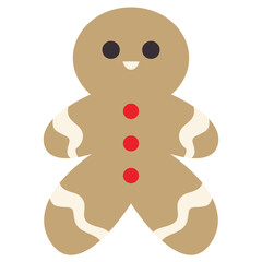 Obraz premium Merry Christmas abstract geometric flat simple ginger cookies icon. Vector illustration, decorative element for poster, banner, card. Minimalistic Christmas symbol. Children's book element