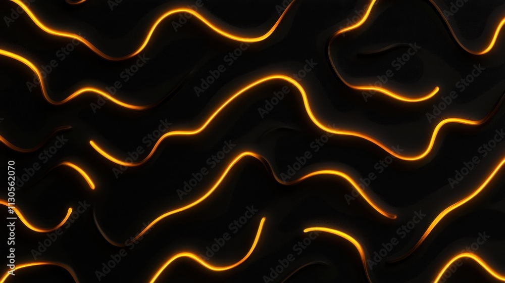 Poster dark background with glowing orange lines forming a wavy pattern