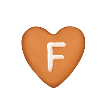 recommend clip art: Bright cookie- heart alphabet. Cute tasty letter F on white background