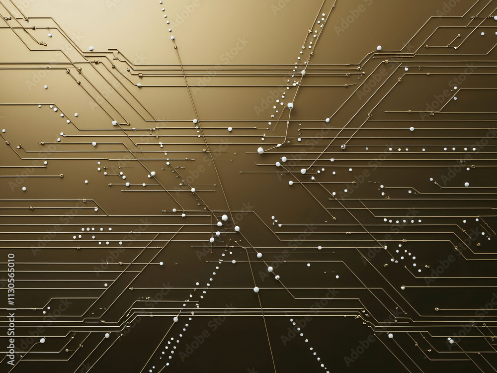 Poster abstract design of light points creating a tunnel effect against a brown background