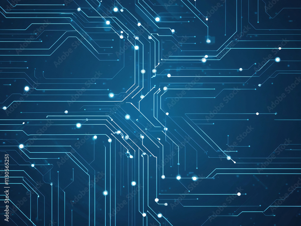 Aufkleber intricate network of digital circuit pathways in shades of blue creates a dynamic visual, showcasing