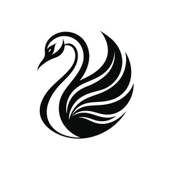 Obraz premium minimalist stencil of an elegant swan logo curves