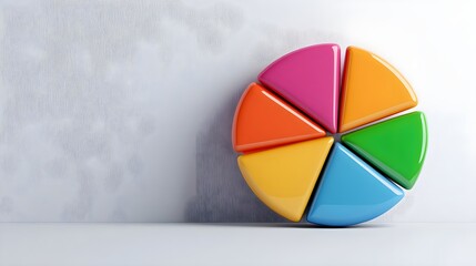 Fototapeta premium Colorful Pie Chart Segments Representing Data Visualization, Analysis, and Statistical Concepts with a Modern Design on a White Background
