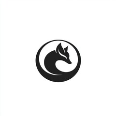 Obraz premium Abstract black fox head logo design in a circle.