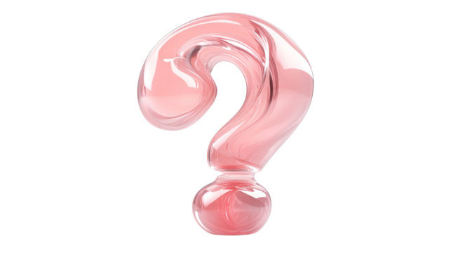 Pink Glass Question Mark   D Render  Abstract Background