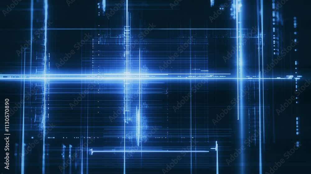 Poster advanced 3d technology digital neon grid/ animation of an abstract technology background with 3d neo