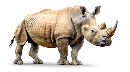 Fototapeta premium Rhino standing isolated on white background