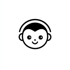 Obraz premium Cute cartoon baby monkey head icon.