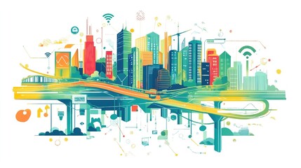 Obraz premium city skyline in watercolor style