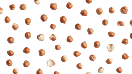 Hazelnuts falling transparent background   food photography
