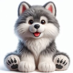 Obraz premium fluffy toy wolf on a white background