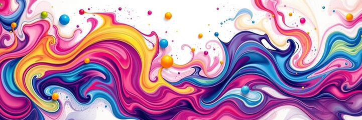 Colorful fluid abstract background with vibrant swirls and splashes, vibrant, decoration