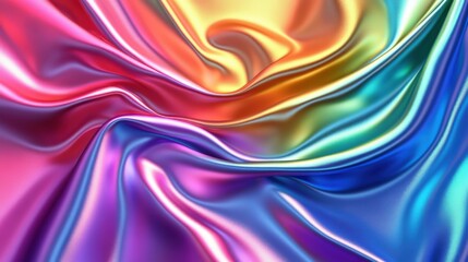 Fototapeta premium Iridescent Silk Fabric Draped in Colorful Waves