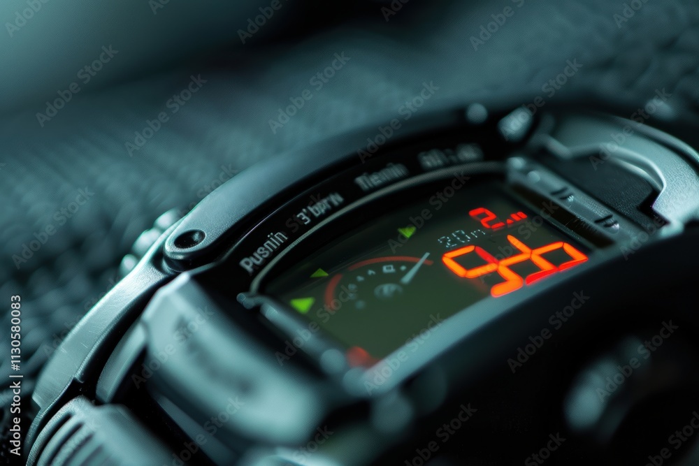 Poster modern heart rate monitor interface with digital display for health technology design