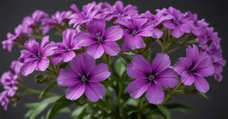 Detail of Phlox paniculata Purple Flame flower with petal texture and stem details , wildflower, garden flowers, blooming plant