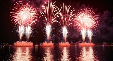 Setting off cascading fireworks in the sky that resemble sparkling waterfalls of light
